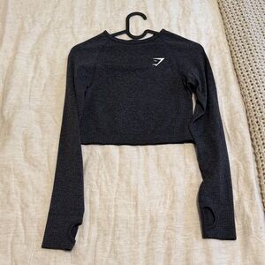 Gymshark Charcoal Grey Long-Sleeve Cropped Fitness Top